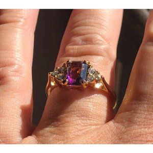 NWT Synthetic Amethyst Gold EP Ring Size 8